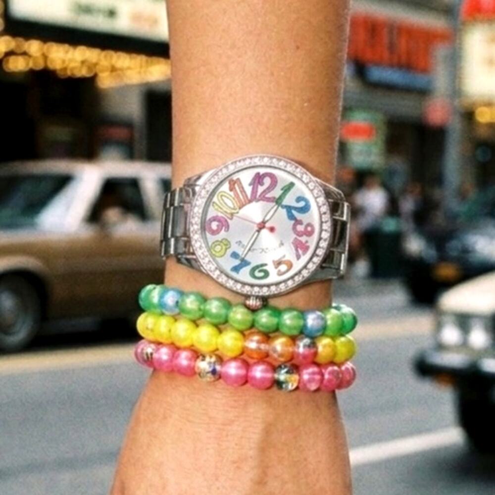 Betsey Johnson Glitteratzi Rainbow Dial Watch 2014–2016 whimsical timepiece Y2K